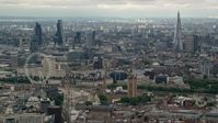 5.5K stock footage aerial video of the London cityscape, including Big Ben, Parliament, London Eye, England Aerial Stock Footage | AX115_268