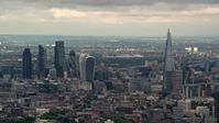 5.5K stock footage aerial video of Central London skyscrapers and The Shard, England Aerial Stock Footage | AX115_273