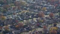 5.5K stock footage aerial video of suburban homes in Autumn, Wantagh, New York Aerial Stock Footage | AX120_011E