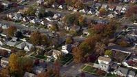 5.5K stock footage aerial video of blocks of suburban homes in Autumn, Hempstead, New York Aerial Stock Footage | AX120_027E