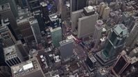 5.5K stock footage aerial video orbit Times Square and Broadway in Midtown, New York City Aerial Stock Footage | AX120_176E