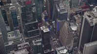 5.5K stock footage aerial video orbit video screens in Times Square, Midtown, New York City Aerial Stock Footage | AX120_182