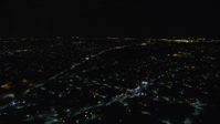 5.5K stock footage aerial video fly over suburban homes at Night in Hempstead, New York Aerial Stock Footage | AX123_162E