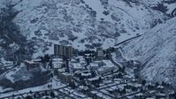5.5K stock footage aerial video orbit Salt Lake City apartment buildings at Sunrise in Winter in Utah Aerial Stock Footage | AX124_021