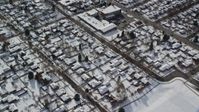 5.5K stock footage aerial video of a bird's eye view of homes with snow in Salt Lake City, Utah, in wintertime Aerial Stock Footage | AX126_064