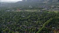 5.5K stock footage aerial video fly over suburbs, approach University of Utah sports fields, Salt Lake City, Utah Aerial Stock Footage | AX129_141