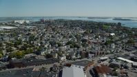 5.5K stock footage aerial video flying by a residential neighborhood, South Boston, Massachusetts Aerial Stock Footage | AX142_205