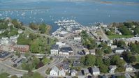 5.5K stock footage aerial video flying over Plymouth Harbor, approach marina, Plymouth, Massachusetts Aerial Stock Footage | AX143_095