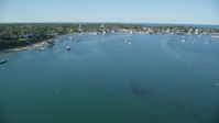 5.5K stock footage aerial video flying over Katana Bay, approaching Edgartown, Martha's Vineyard, Massachusetts Aerial Stock Footage | AX144_133