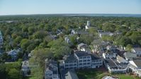 5.5K stock footage aerial video flying over boats, small coastal town, Edgartown, Martha's Vineyard, Massachusetts Aerial Stock Footage | AX144_135