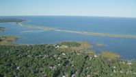 5.5K stock footage aerial video of waterfront homes near pond, Edgartown, Martha's Vineyard, Massachusetts Aerial Stock Footage | AX144_148