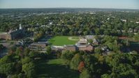 6k stock footage aerial video flying over Brown University, Pizzitola Sports Center, Providence, Rhode Island Aerial Stock Footage | AX145_073