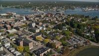 6k stock footage aerial video of a small coastal town in autumn, Portsmouth, New Hampshire Aerial Stock Footage | AX147_179
