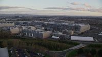 5.5K stock footage aerial video flying over Intel Ronler Acres Campus at sunset, in Hillsboro, Oregon Aerial Stock Footage | AX155_132