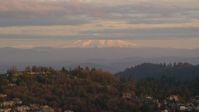 5.5K stock footage aerial video of Mount Hood seen from hillside homes in Northwest Portland, Oregon Aerial Stock Footage | AX155_136