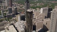 4.8K stock footage aerial video orbiting Westin Peachtree Plaza Hotel, Downtown Atlanta, Georgia Aerial Stock Footage | AX37_057E