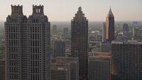 4.8K stock footage aerial video flying by sksycrapers revealing a row of sksycrapers, Downtown Atlanta, Georgia Aerial Stock Footage | AX39_018
