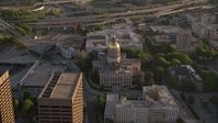 4.8K stock footage aerial video approaching and circle Georgia State Capitol, Downtown Atlanta Aerial Stock Footage | AX39_039E