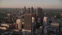 4.8K stock footage aerial video flying by Downtown Atlanta skyscrapers and high-rises, Georgia Aerial Stock Footage | AX39_067E