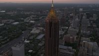 4.8K stock footage aerial video approach and orbit Bank of America Plaza, Midtown Atlanta, Georgia, twilight Aerial Stock Footage | AX40_006E