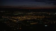 5K stock footage aerial video pan across Intel Ronler Acres and office buildings, HIllsboro, Oregon, night Aerial Stock Footage | AX55_069