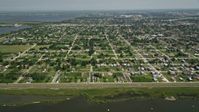 5K stock footage aerial video of neighborhoods of the Lower Ninth Ward, New Orleans, Louisiana Aerial Stock Footage | AX59_051