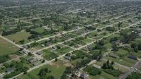 5K stock footage aerial video fly over homes in Lower Ninth Ward, New Orleans, Louisiana Aerial Stock Footage | AX59_052