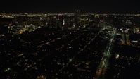 5K stock footage aerial video of a view of Downtown New Orleans at night, Louisiana Aerial Stock Footage | AX62_021