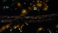 5K stock footage aerial video of bird's eye of I-5 freeway with heavy traffic, Burbank, California, night Aerial Stock Footage | AX64_0429