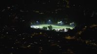 5K stock footage aerial video of a baseball field with lights, Burbank, California, night Aerial Stock Footage | AX64_0433