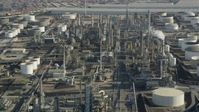 4.8K stock footage aerial video of Los Angeles Refinery Wilmington Plant structures in San Pedro, California Aerial Stock Footage | AX68_175