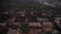 4.8K stock footage aerial video of flying over Dickson Court and buildings at the College campus at twilight, Westwood, California Aerial Stock Footage | AX69_059