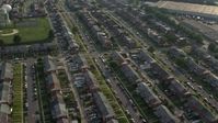 5.1K stock footage aerial video flying over a neighborhood of row houses in Baltimore, Maryland Aerial Stock Footage | AX73_059