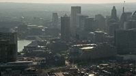 5.1K stock footage aerial video of a reverse view of Downtown Baltimore skyscrapers, Maryland Aerial Stock Footage | AX73_123