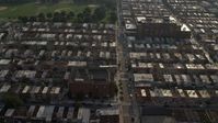 5.1K stock footage aerial video of urban row houses, streets, and Highlandtown Elementary School in Baltimore, Maryland Aerial Stock Footage | AX73_140