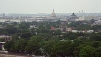 4.8K stock footage aerial video of the domes of United States Capitol and Thomas Jefferson Building in Washington DC Aerial Stock Footage | AX74_042