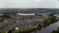 4.8K stock footage aerial video of Robert F. Kennedy Memorial Stadium in Washington DC Aerial Stock Footage | AX74_044