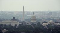 4.8K stock footage aerial video of Washington Monument, Library of Congress buildings, and United States Capitol Dome in Washington DC Aerial Stock Footage | AX74_045E