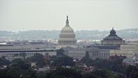 4.8K stock footage aerial video of the United States Capitol and Library of Congress Buildings in Washington DC Aerial Stock Footage | AX74_058E