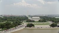 4.8K stock footage aerial video of the Lincoln Memorial and Washington Monument in Washington DC Aerial Stock Footage | AX74_075