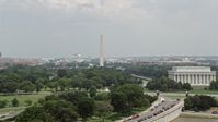 4.8K stock footage aerial video of a view across the National Mall at the United States Capitol and the Washington Monument in Washington DC Aerial Stock Footage | AX74_076