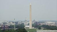4.8K stock footage aerial video of Washington Monument and United States Capitol in Washington DC Aerial Stock Footage | AX74_085E
