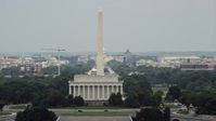 4.8K stock footage aerial video of the United States Capitol and Washington Monument seen from Lincoln Memorial in Washington DC Aerial Stock Footage | AX74_109