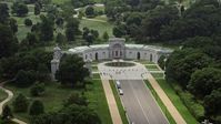 4.8K stock footage aerial video of the Women in Military Service for America Memorial at Arlington National Cemetery in Washington DC Aerial Stock Footage | AX74_110