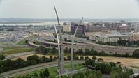 4.8K stock footage aerial video orbiting United States Air Force Memorial to reveal The Pentagon in Washington, DC Aerial Stock Footage | AX74_118