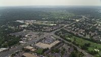 4.8K stock footage aerial video approaching shops near homes on Little River Turnpike in Alexandria, Virginia Aerial Stock Footage | AX74_126E