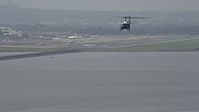 4.8K stock footage aerial video of a helicopter flying over the Potomac River near Alexandria, Virginia Aerial Stock Footage | AX75_044
