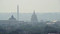 4.8K stock footage aerial video of Washington Monument behind Capitol Building and the Supreme Court in Washington DC Aerial Stock Footage | AX75_064