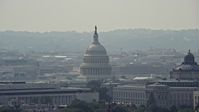 4.8K stock footage aerial video of the United States Capitol and Thomas Jefferson Building domes in Washington DC Aerial Stock Footage | AX75_067E