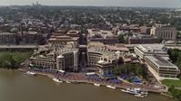 4.8K stock footage aerial video approaching and tilting to the Washington Harbour in Georgetown, Washington DC Aerial Stock Footage | AX75_092